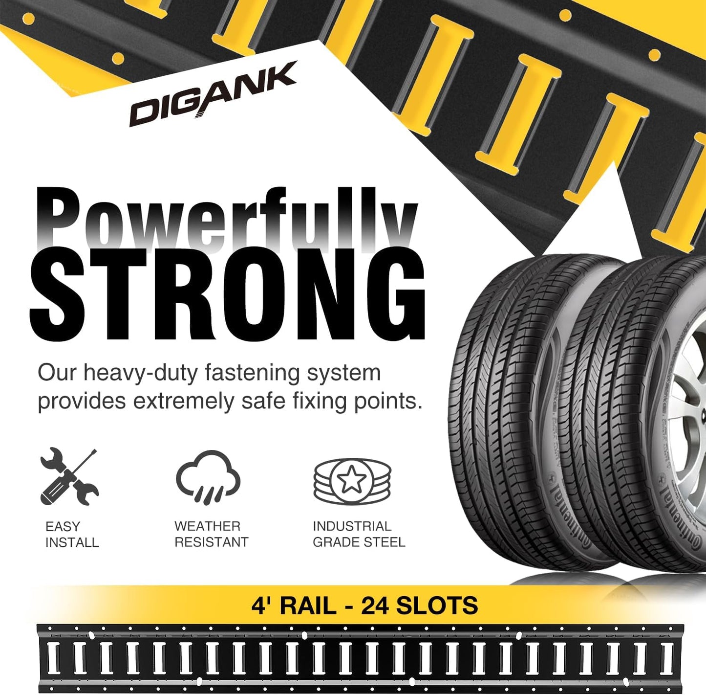 E Track 4'（4 Pack） with Powder-Coated Steel Trailer Tie Down for Garages, Trucks, Pickups, and Vans, E-Track Rail Reliable Cargo Restraint (Screws Not Included)
