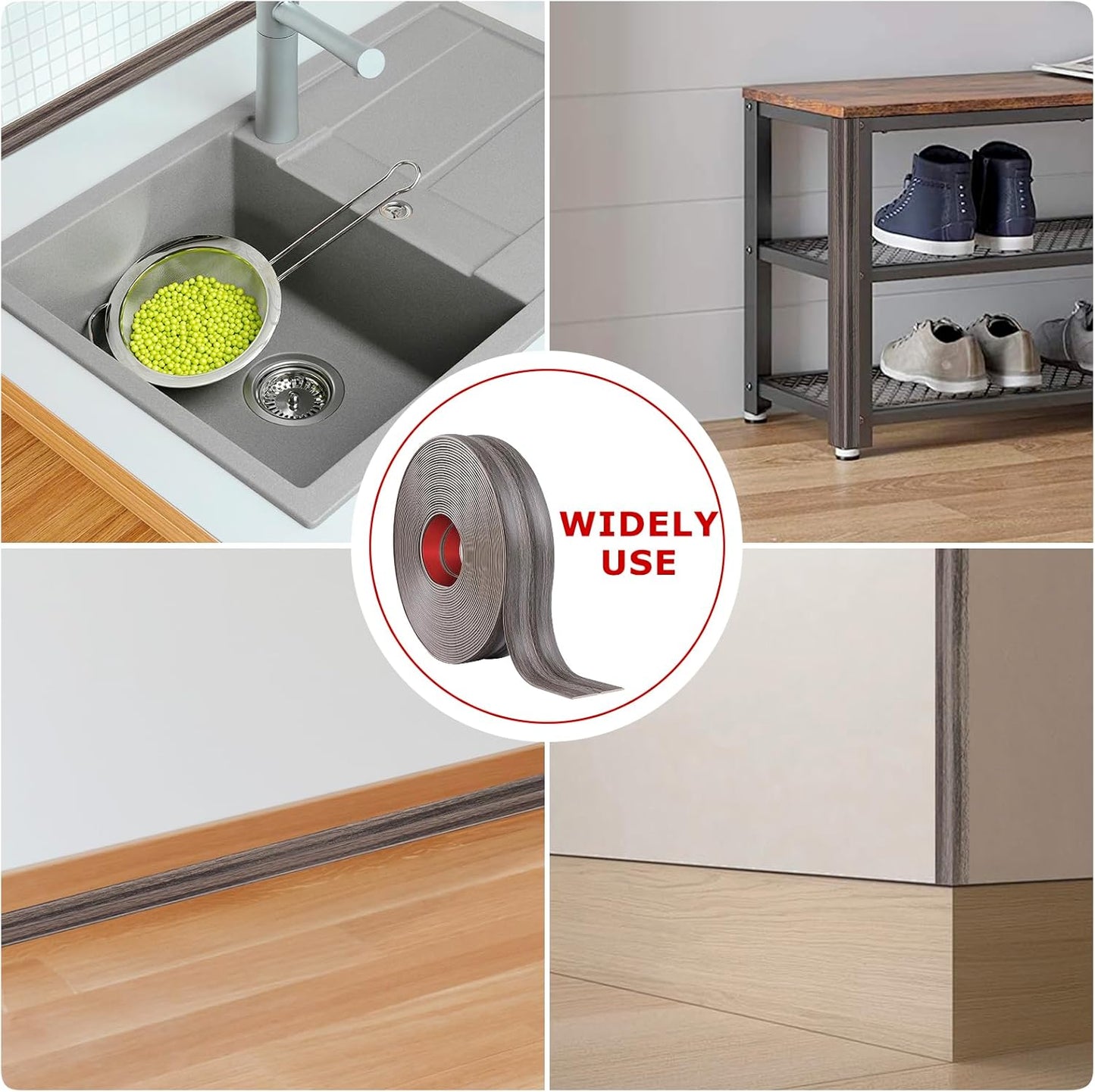 Flexible Wall Corner Protector Moulding Trim Peel and Stick Wall Corner Guards Edge Protector Self Adhesive Molding Trim Strip for Edge Ceiling (Brown Walnut Wood Grain, 0.8 in x 20 Ft)