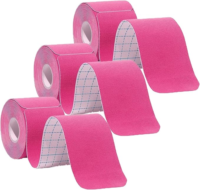 3 Rolls Kinesiology Tape Precut, Athletic Sports Tape Adhesive for Muscles Ankle Neck Knee Shoulder Promotes Recovery and Providing Support, (Total 60 Precut Strips Red)