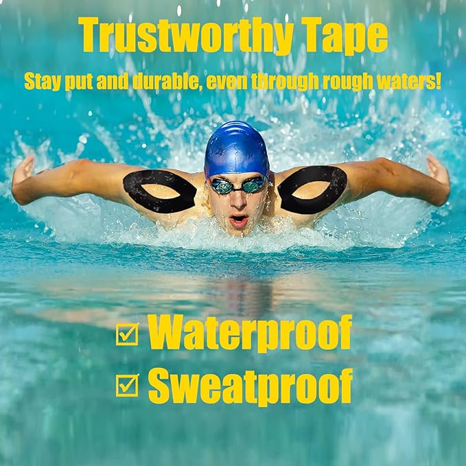 4 Rolls Kinesiology Tape, Waterproof Breathable Muscle Tape Athletic Elastic Tape 16.5ft Uncut Rolls for Knee Pain, Elbow & Shoulder Muscle for Sport Gym Fitness Running, 4 Rolls, Skin Color