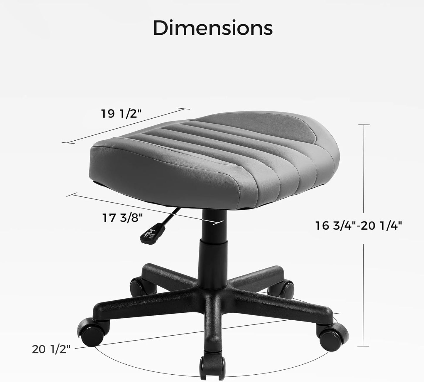 EUREKA ERGONOMIC Height Adjustable Foot Stool,19x18'' Large Seat Under Desk Footrest,Swivel Rolling Chair W Sturdy Wheels,Ottoman Stool Simple Meeting Chair for Home Office,Grey