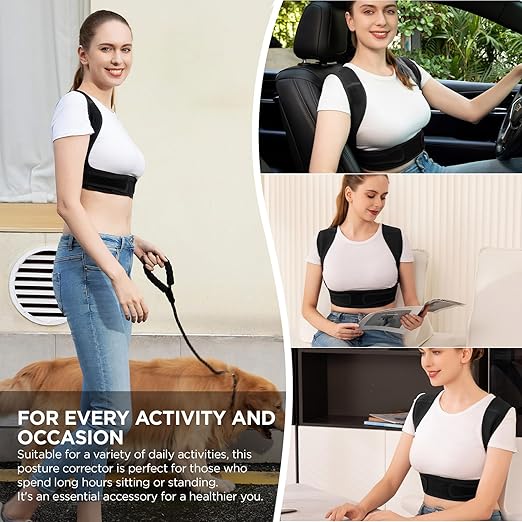 Posture Corrector for Women and Men, Adjustable Upper Back Brace for Clavicle Support and Providing Pain Relief from Neck, Shoulder, and Upper Back (Black, Large/XLarge)