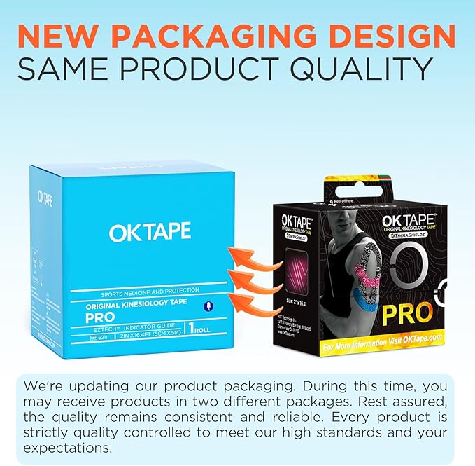 OK TAPE PRO Kinesiology Tape, 2inch x Long Roll 16ft Free Cut Tape, Elastic Athletic Tape Therapeutic Latex Free, Yellow+Green