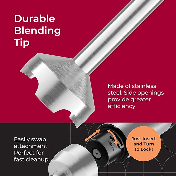 MuellerLiving Immersion Blender Handheld - 8 Speed Stainless Steel Electric Hand Blender, Emulsion Blender Stick Kitchen Gadget with Turbo Mode