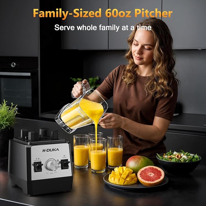 Smoothie Blender for Smoothies 1400 Watt High Speed Compact Blender 60oz Capacity BPA Free Countertop Blenders for Kitchen for Ice Crushing Frozen Drinks Puree Protein Shakes