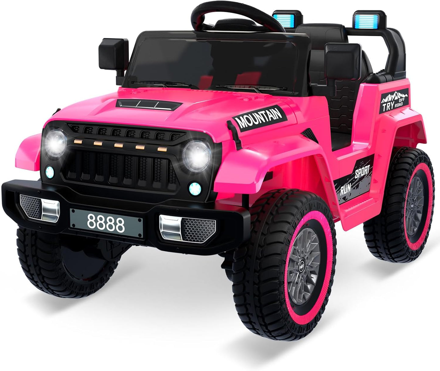 12V Kids Ride On Truck Car, Battery Powered Electric Vehicles with Remote Control, Spring Suspensions, 3 Speeds, LED Lights, Music, MP3, Ride On Toy Car for Children Toddles Boys Girls, Pink