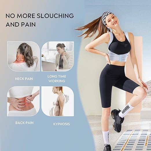 Posture Corrector for Women, Back Brace Posture Corrector, Invisable Back Straightener for Hunchback and Providing Pain Relief from Neck, Back and Shoulder (Gray)(Large 35-41 Inch)