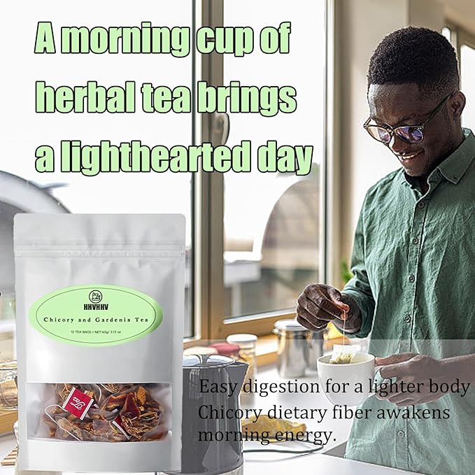 Detoxifying tea, Nature Chicory & Gardenia Herbal Tea -Herbal detox for weight management, metabolism, bloating, and healthy blood sugar maintenance, Natural Sugar-Free Herbal Tea (2pcs)