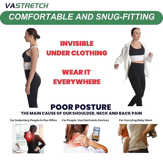 Posture Corrector for Women,Upper Back Pain Support,Slim & Adjustable Shoulder Brace - Back Brace for Back Pain Relief,Chest Pain Relief,White,Small