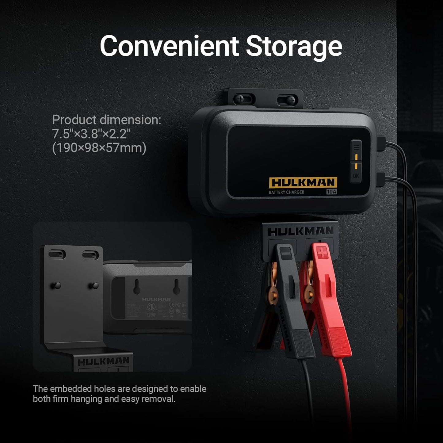 Hulkman Sigma 10, 10A 12V/6V Car Battery Charger for 30-240Ah, Battery Maintainer and Float Charger, Trickle Charger with Desulfator for Lead-Acid, LiFePO4 Battery, Automobile, Truck, Motorcycle, RV