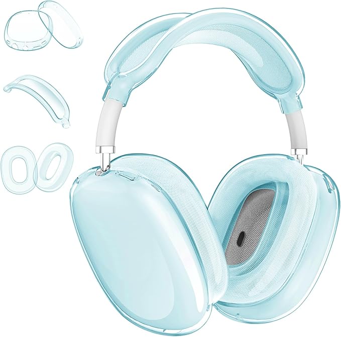 for AirPods Max Clear 3 in 1 TPU Case - Ear Cups, Ear Pad, and Headband Cover for AirPod Max Headphone Accessories - Blue