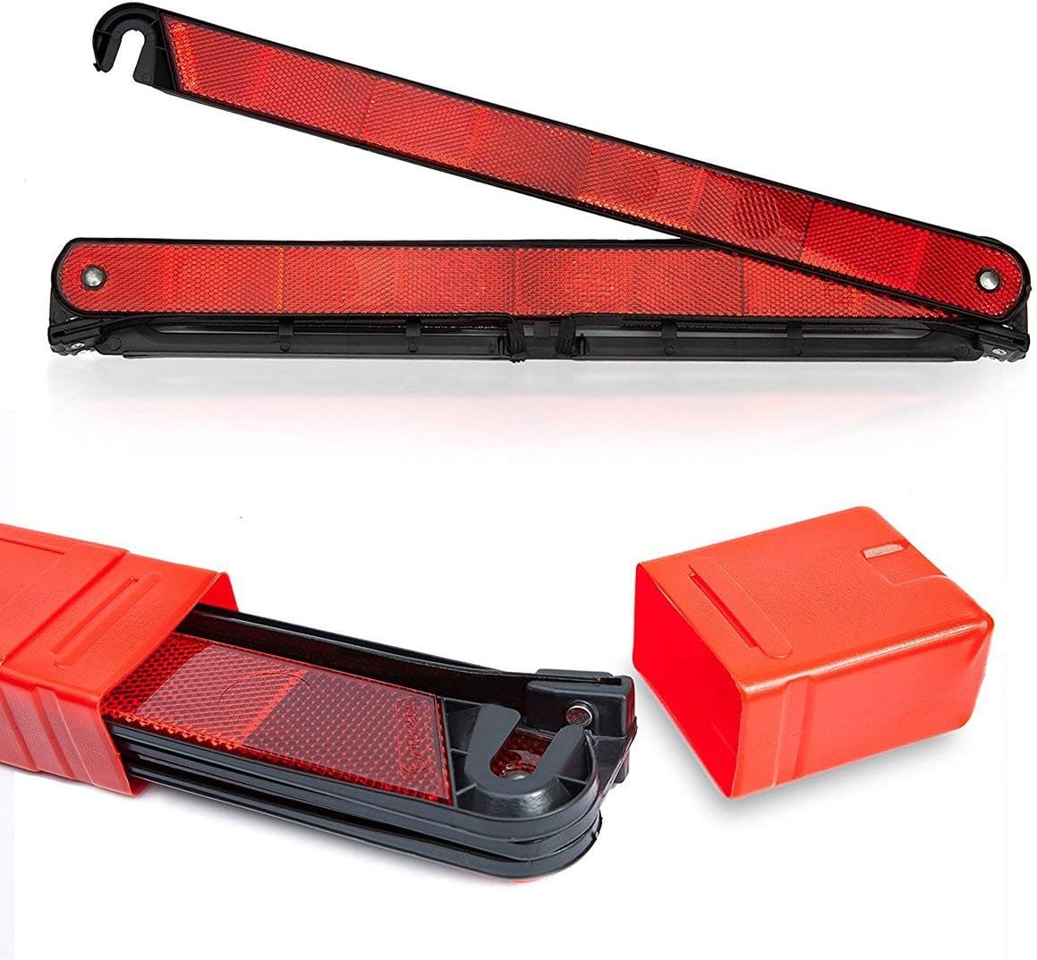 aikko Safety Triangle Kit Road Emergency Warning Reflector Roadside Reflective Early Warning Sign, Foldable 3 Pack of Emergency Car Kit