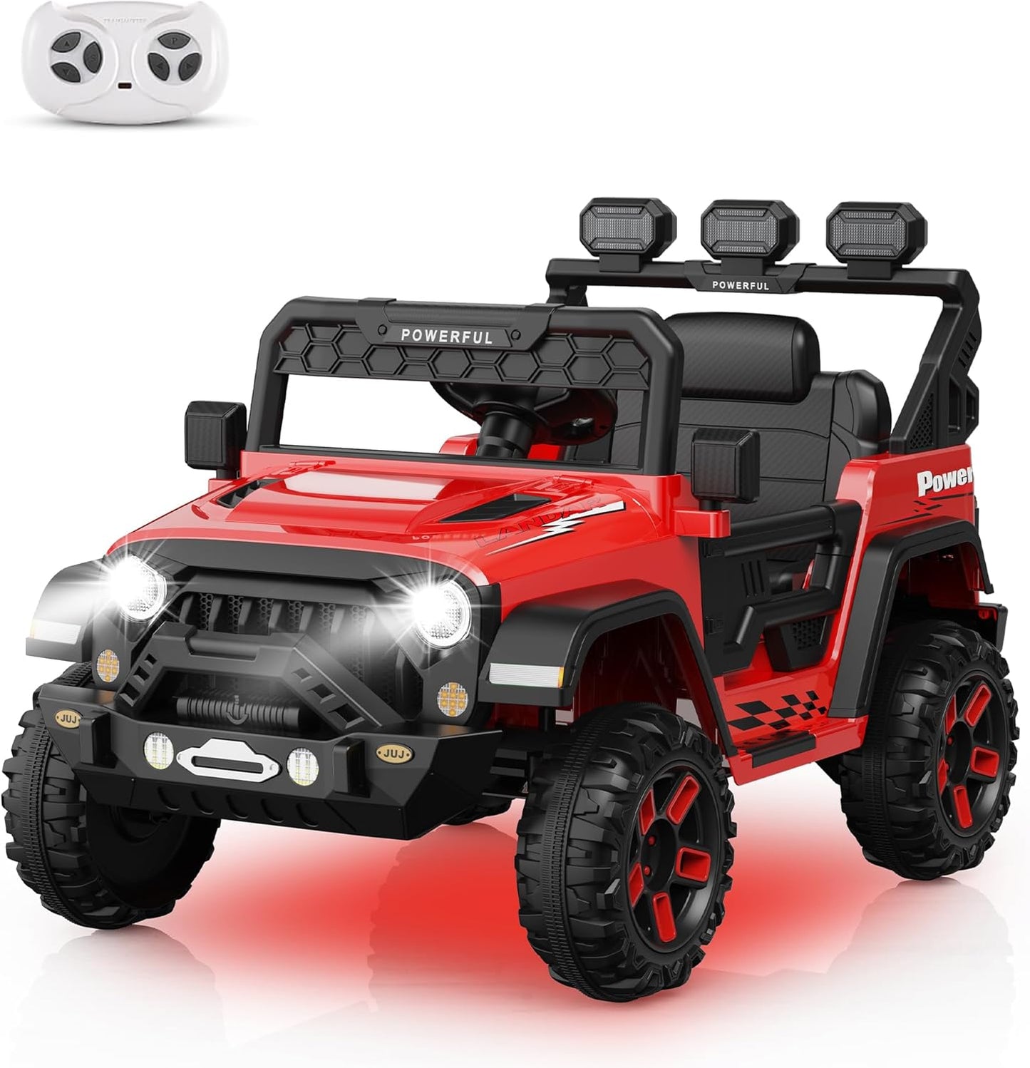 12V Kids Ride On Car with Parent Remote Control, Electric Car for Toddlers, Kids Electric Vehicle, Power Wheels Ride On Toy Big Kid, 3 Speeds, LED Lights, Bluetooth, Red