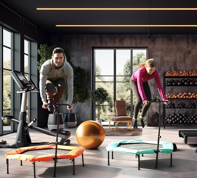 Upper Bounce Mini Workout Trampoline with Adjustable T-Shaped Handrail – Hexagonal Rebounder Trampoline for Kids & Adults – Fitness & Recreational Trampolines, Supports up to 220 lbs.