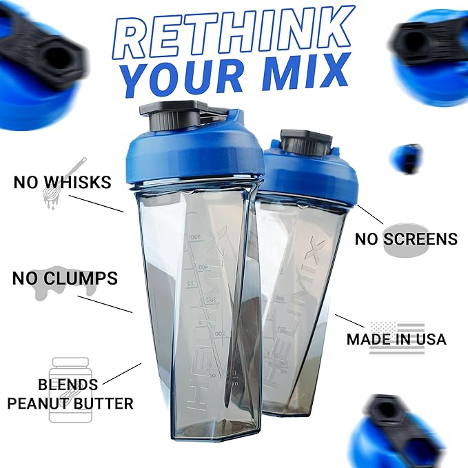 HELIMIX 2.0 Vortex Blender Shaker Bottle Holds upto 28oz | No Blending Ball or Whisk | USA Made | Portable Pre Workout Whey Protein Drink Shaker Cup | Mixes Cocktails Smoothies Shakes | Top Rack Safe