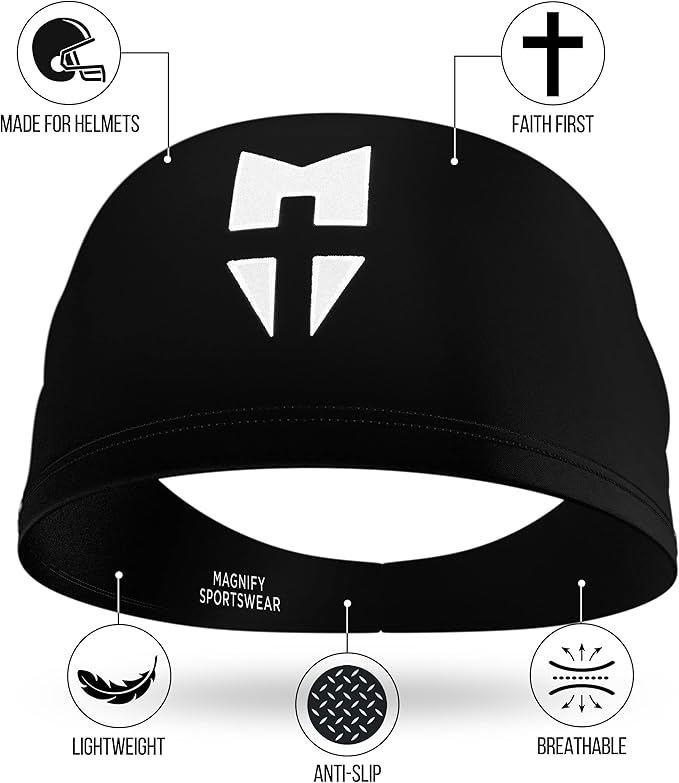 Men's Headband for Athletes of Faith - Moisture Wicking Athletic Sweat Band for Running, Gym, Workout, Football, Baseball, Basketball, Soccer - Magnify Sportswear