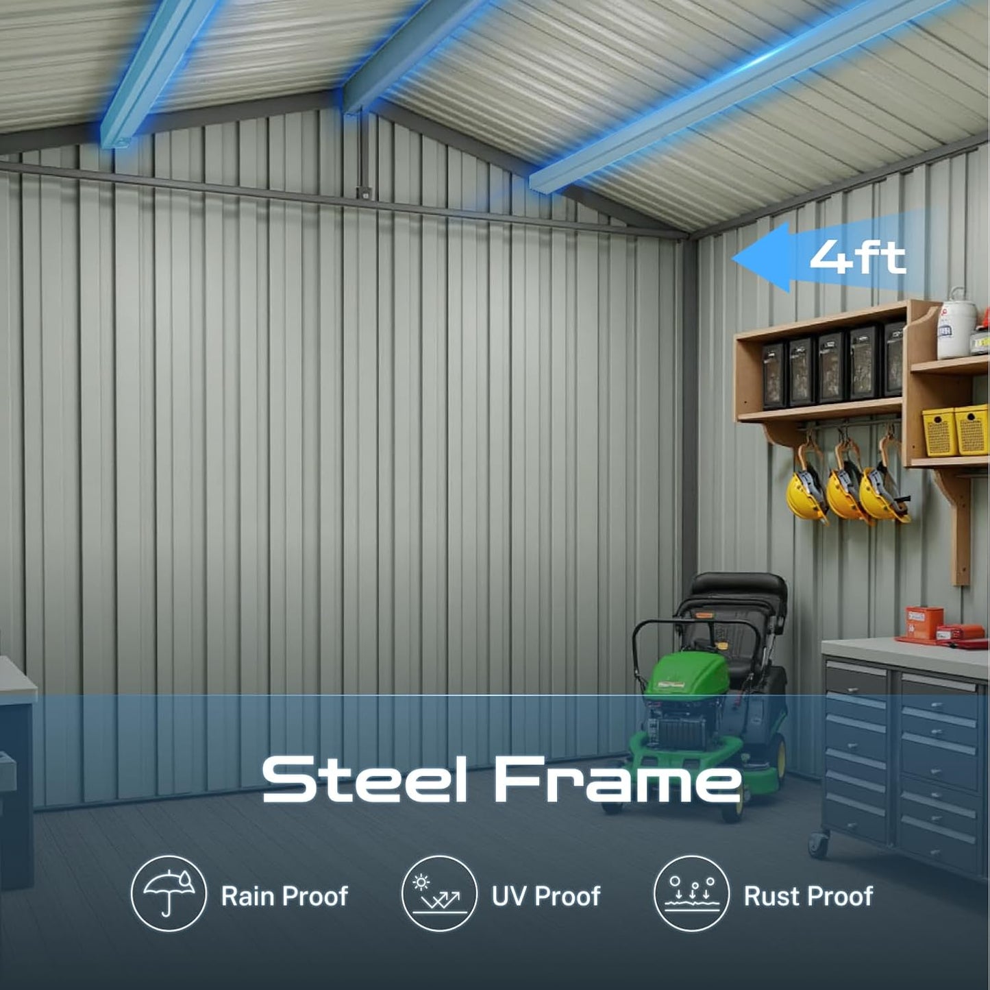 6 x 4 FT Outdoor Storage Metal Shed, Bike Garden Tool Shed with Slooping Roof, Lockable Doors and Aluminum Frames, Shed Easy to Assemble for Garden, Patio, Lawn, Green