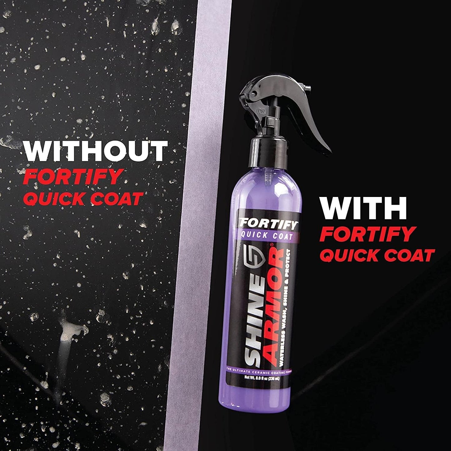 Car Wax Spray and Ceramic Coating for Cars - 3 in One Waterless Car Wash and Detailing for Maximum Shine - High Gloss Top Coat, Protective Auto Wax - 16FlOz by Shine Armor