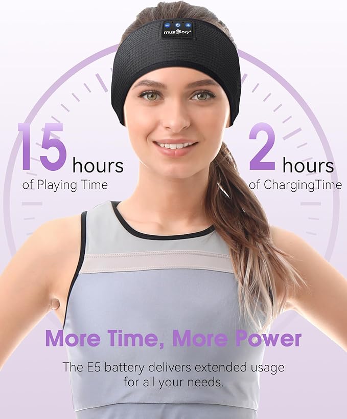 MUSICOZY Sleep Headphones Wireless, Bluetooth 5.4 Headband Sports Sleeping Headphones Eye Mask Earbuds Breathable Music Headband Perfect for Workout Running Travel Yoga