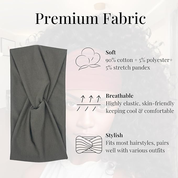 Wide Headbands for Women Yoga Running Sports Headhand Bandana Boho Non Slip Sweat Head Bands Accessories 4 Pack