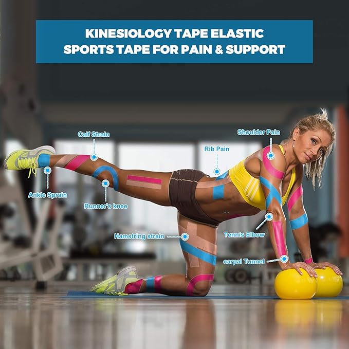 Kinesiology Tape Elastic Kinesiology Therapeutic Tape Athletic Tape Breathable Sports Uncut Tape Therapy Recovery for Knee Pain, Elbow, Shoulder Muscle and Joint Support 2 Inch x 16.5 feet