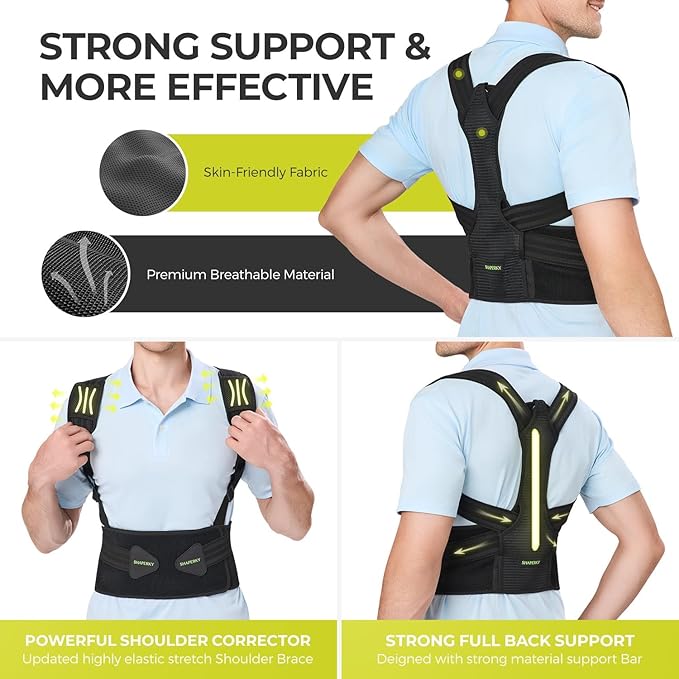 Posture Corrector for Back Support: Relief Shoulder Lumbar Upper Lower Pain for Hunchback Scoliosis - Adjustable Back Brace for Women & Men (Small/M)