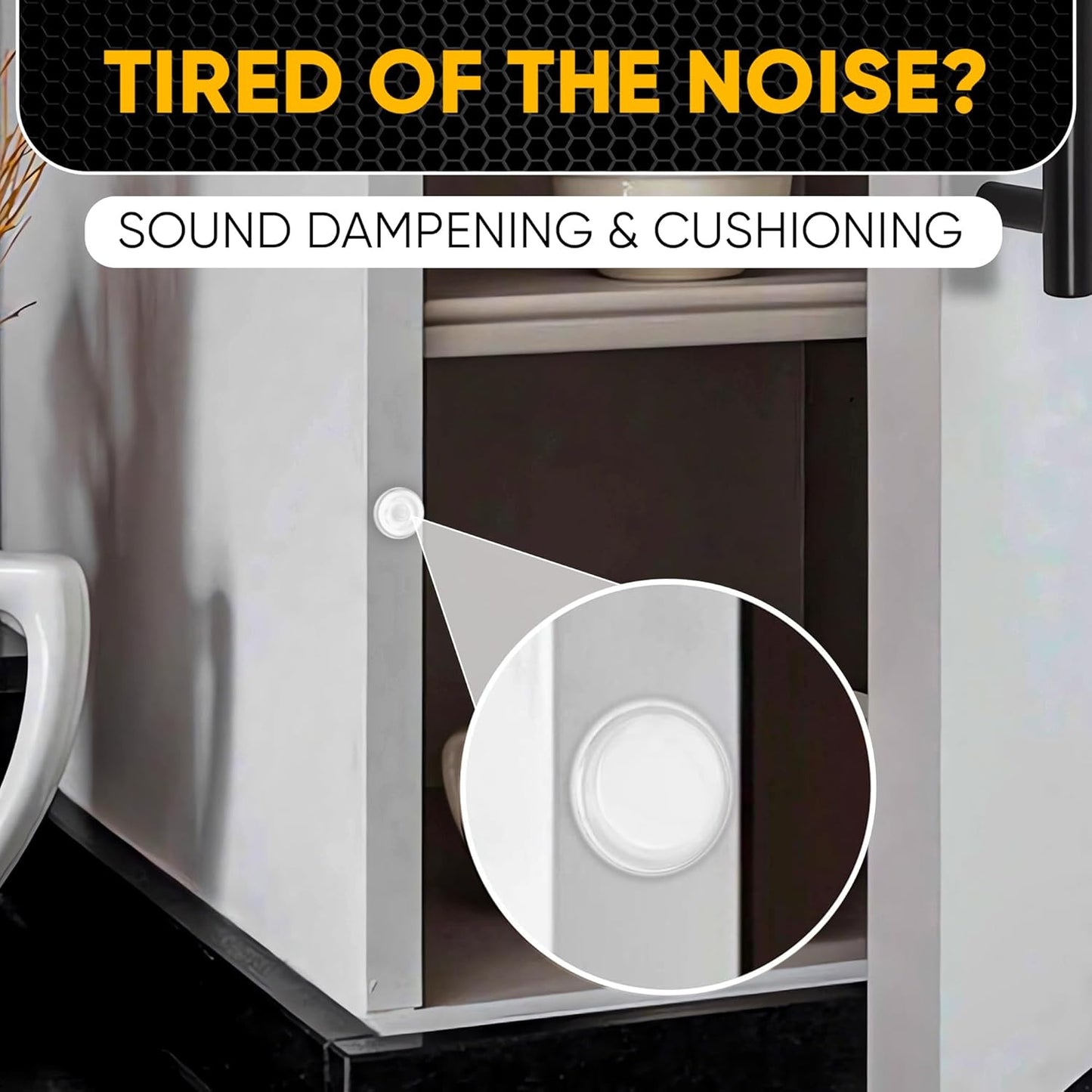 45 Clear Cabinet Door Bumpers - 1/2” Diameter White Self Adhesive Pads, Stoppers, Rubber Bumpers for Drawers, Cupboards, Cutting Boards, Glass Tops, Picture Frames, Kitchen Furniture by Vellax