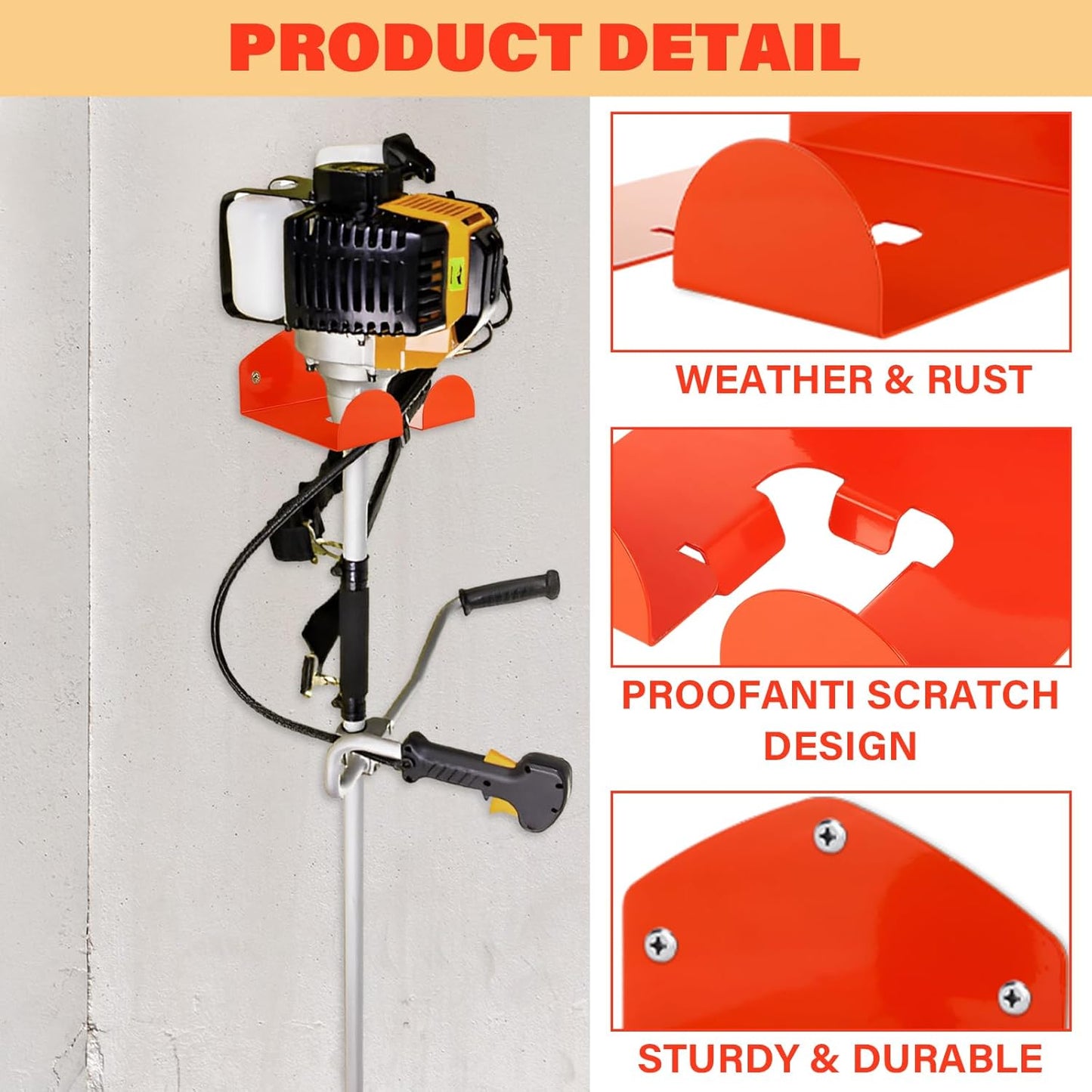 2 Pack Trimmer Rack Garage Organizer Wall Hanger, Garage Tool Rack for Grass Trimmer, Hedge Trimmer, Garden Tools Organizer