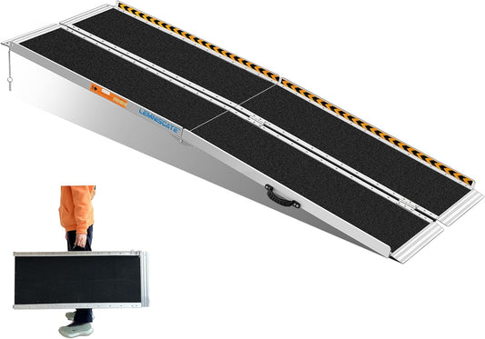 LEMNISCATE Portable Wheelchair Ramp, 7FT Ramps for Wheelchairs for Home, Non-Skid Threshold Ramp for Doorways,Curbs, Foldable Aluminum Wheelchair Ramp for Home Steps, 800 LBS Capacity,84" L x 29" W