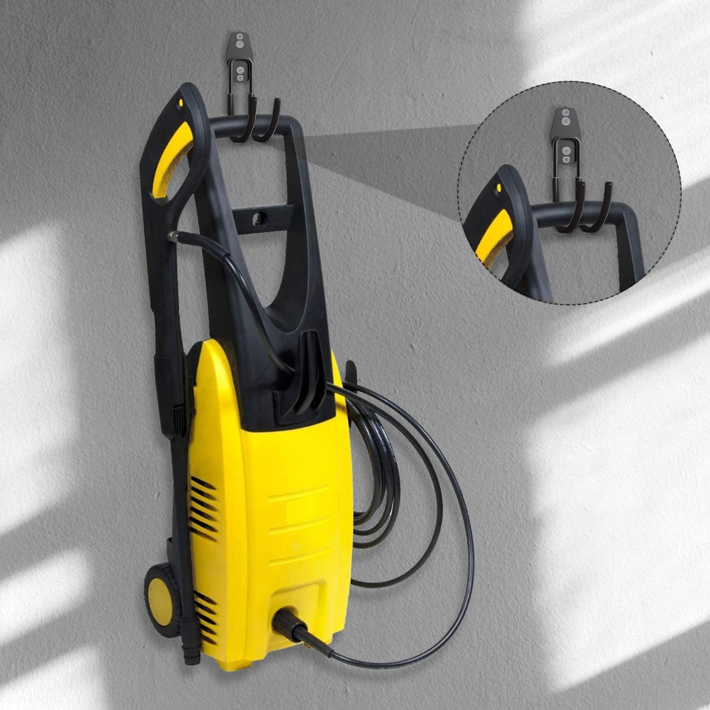 3-H Garden Hose Holder Wall Mount 4 Pack,Solid Steel Hose Hanger,Water Hose Holders for Outside,Perfect for Hanging Outdoor Air Hose,Ropes,Pipes,Garden Tools,Ladders,Bikes,Bulk Items(Black)