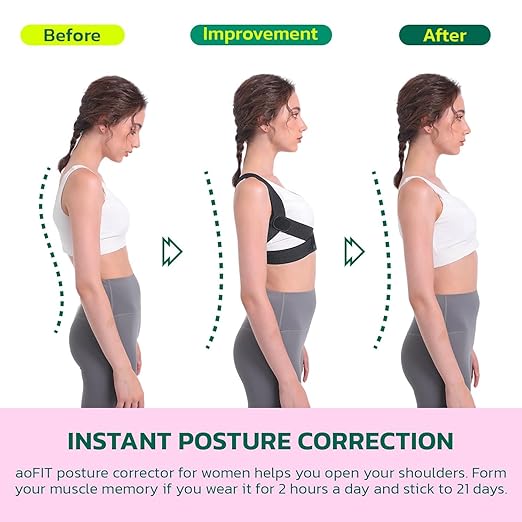 Posture Corrector for Women with X-Shaped Biomechanical Design, Comfort Fit Back Brace, Improves Posture, Corrects Hunchback, Relieves Neck, Shoulder, Upper Back Pain, Invisible Under Clothes XL