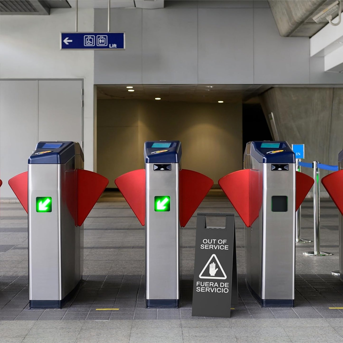 Stainless Steel Out of Service Sign Portable Foldable Sign 2-Pack (Black)