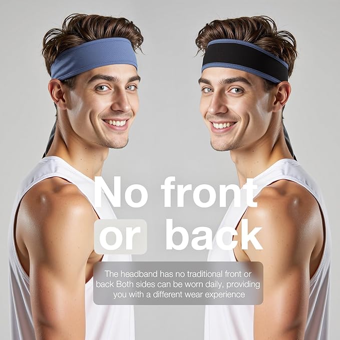 Braylin Men's Headband, 3-Pack Men's Sweatband, Sports Headband for Running, Cycling, Basketball, Fitness Workout, Unisex Headbands