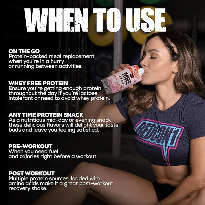 REDCON1 MRE Ready to Drink Protein Shakes, Salted Caramel - Protein Drinks with Whole Food Sources - Sugar Free RTD Shake Formulated to Fuel Athletes at Any Time (12 Pack)