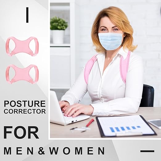 Posture Corrector for Women and Men, Adjustable Posture Back Brace Shoulder Brace, Discreet Under Clothes Design Back Support, Back Pain Relief for Improved Neck Support(Light Pink)