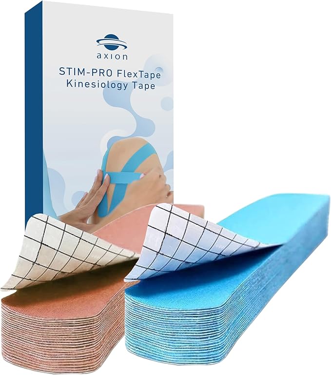 Kinesiology Tapes PRECUT Blue Beige | 50 Pre-Cut Sport Tape Strips 10x2 in | Waterproof • Skin-Friendly • Elastic | Kinesiology Tapes Ideal for Sports