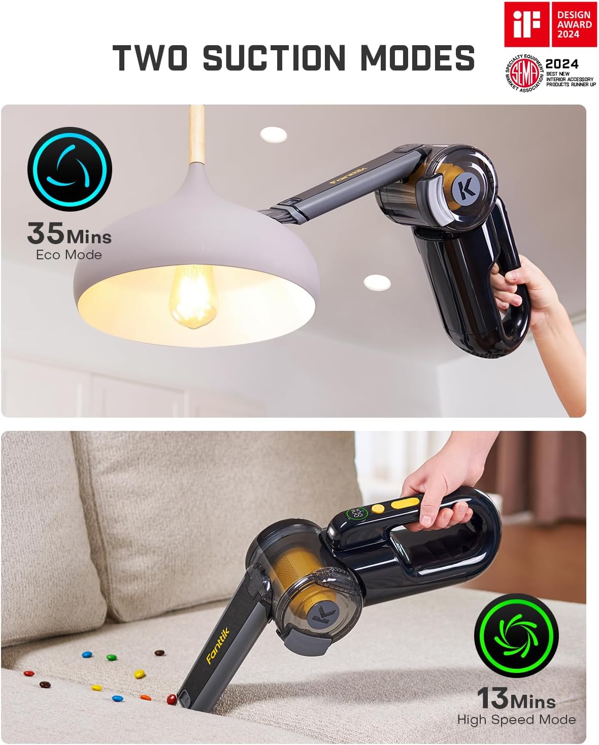 Fanttik Fold V10 APEX Pivot Cordless Car Vacuum, 17000Pa Handheld Vacuum Suction Power, Smart LED Display, Portable for Car Home Pet (Deluxe with Flexible Hose&Pet Brush)