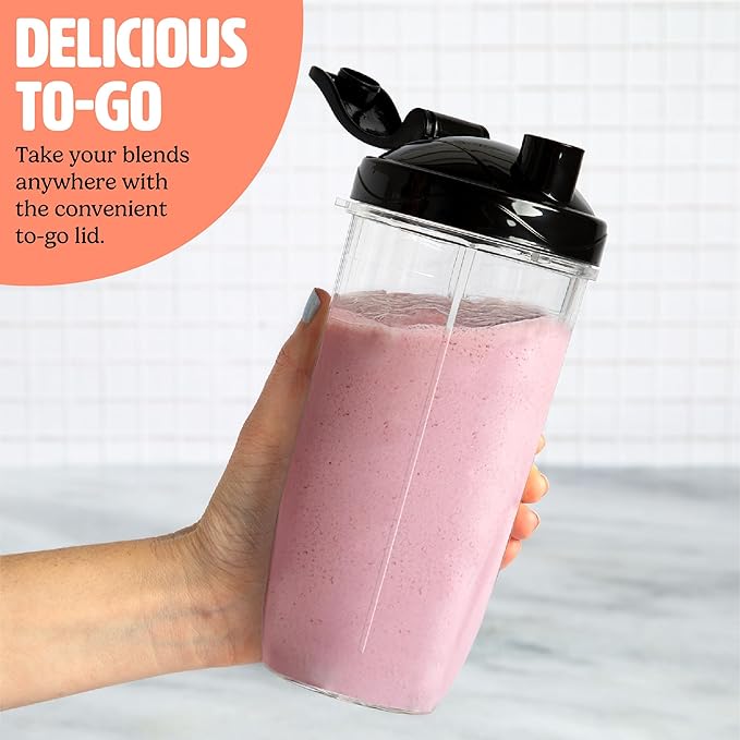 Personal Blender With Cup, 350W Powerful Blending Motor, 9-Piece Set With 4 Cups & Travel Lid, Compact & Portable, Aqua