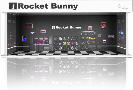 Display Case for Hot Wheels: Stackable Parking Garage for 1/64 Scale Matchbox Toy Car, FoamBoard Storage for Monster Trucks with LED Light and Acrylic Cover, 2025 Upgraded Rocket Bunny