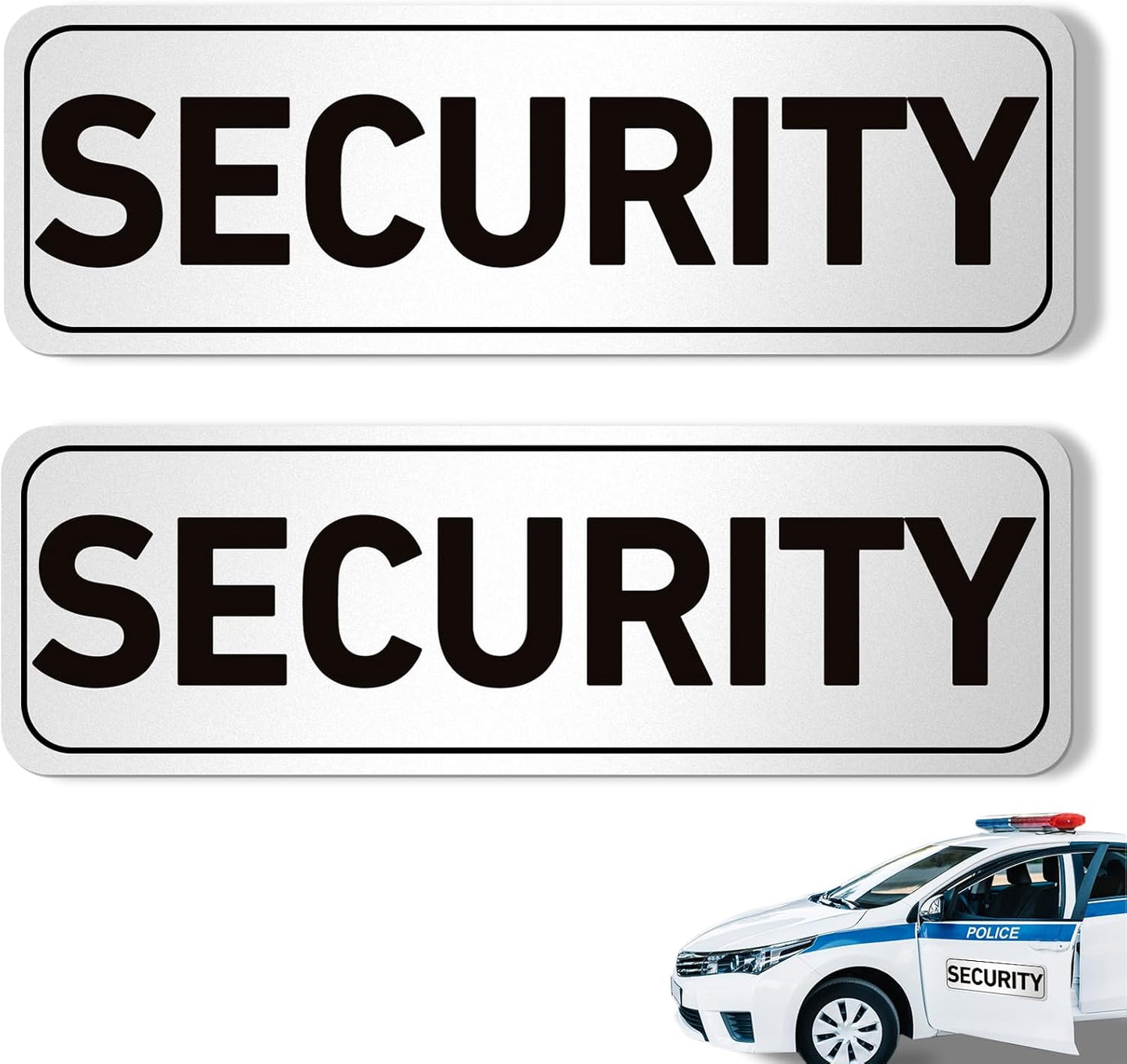 2 Pcs Security Officers Magnetic Signs Heavy Duty Reflective Security Sign Magnet Waterproof Magnetic Decals for Vehicles Cars Truck Rover Patrol 18 x 6 Inch White with Black Border
