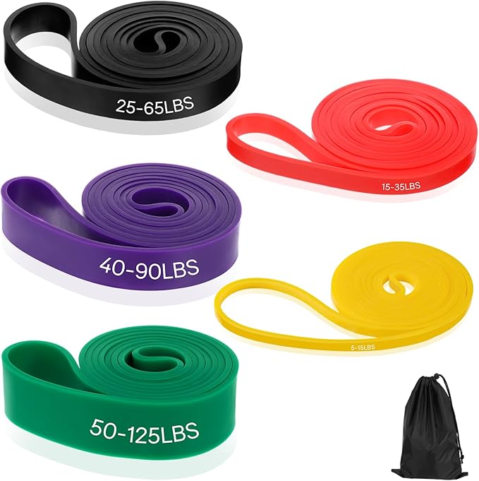 Pull Up Assist Bands with 5 Size, Resistance Band, Loop Power Exercise Band, for Home Gym Fitness, Stretching, Physical Therapy & Training