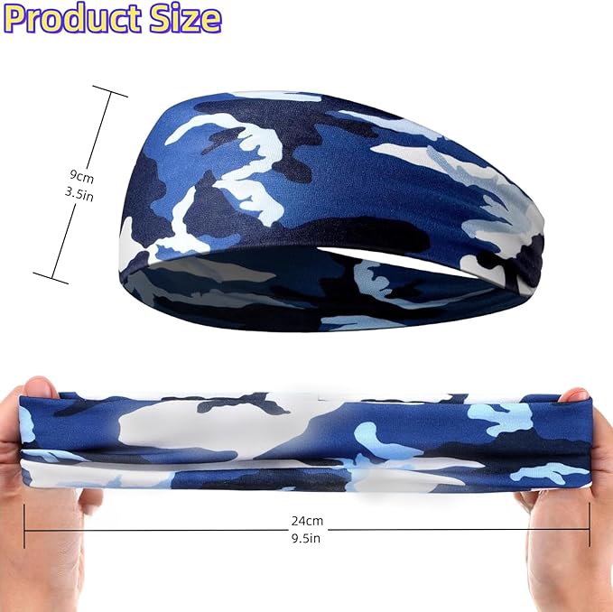 Sweat Headbands for Men,6 Pack Workout Sports Hairband for Gym, Ideal for Fitness,Running,Cycling,Hike