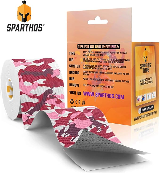 Sparthos Kinesiology Tape - Incredible Support for Athletic Sports and Recovery - Free Kinesiology Taping Guide! - Uncut 2 inch x 16.4 feet Roll