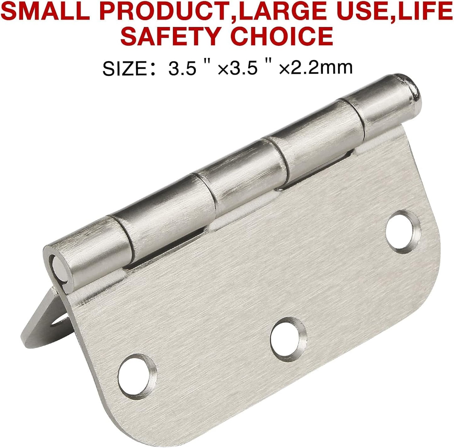 18 Pack Interior Satin Nickel Door Hinges Brushed 3.5 Inch x 1/2" Rounded 5/8 Radius for Doors 3 ½ Inch Heavy Duty Steel Iron Hardware Fittings House Villa Cando Loft Room Ironmongery Sliver Hinge