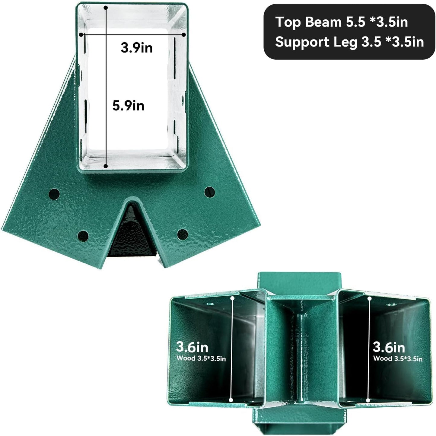 Heavy Duty Swing Sets Brackets Including 2 Green A-Frame Swing Set Brackets and 4 Swing Hangers for Playground Equipment Mounting Parts Hardware Included (Light Green)