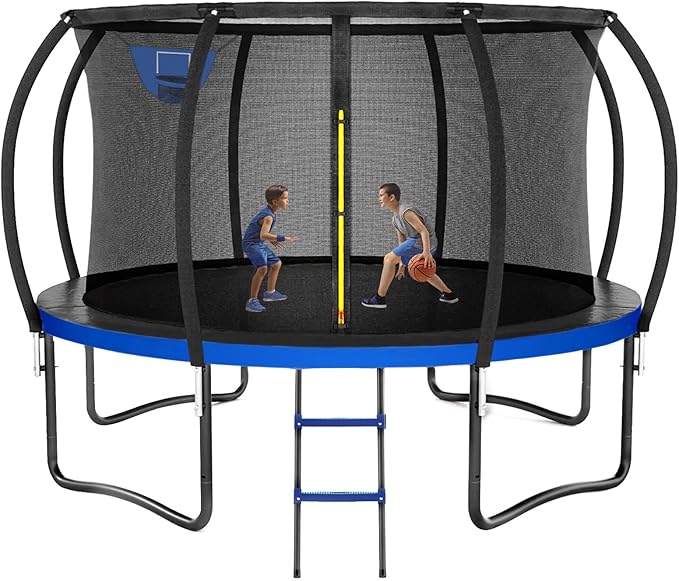 Trampoline 8FT 10FT 12FT 14FT 16FT, Outdoor Trampolines for Kids and Adults, Recreational Trampoline with Enclosure Net & Ladder, Round Trampoline ASTM Approved, 400/450LBS Weight Capacity
