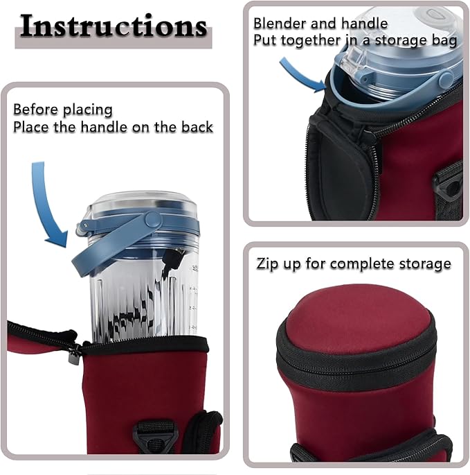 Portable Blender Storage Bag Sleeve with Shoulder Strap Fully wrapped Storage Bag for Ninja BC151NV/BC151BK/BC51NV/BC151CR/BC151EM/BC151PR/BC155PS 18oz Blast Portable Blender
