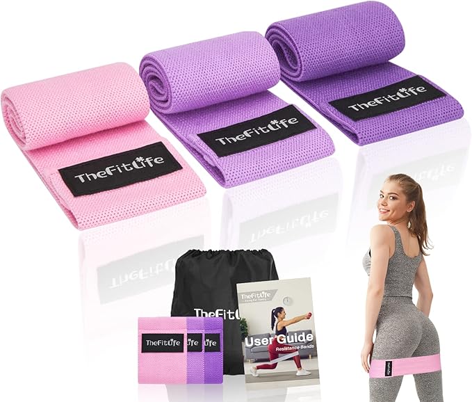 TheFitLife Resistance Exercise Bands for Women - Fabric Workout Bands for Booty, Hip, Glute, Leg, Thigh, Squat, Butt Lift Excersize and Fitness Loop Bands for Home Gym