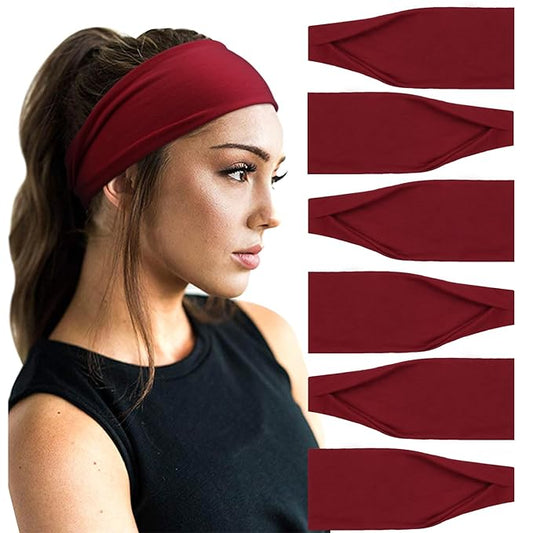 DRESHOW Yoga Sports Headbands for Women Elastic Non-Slip Headbands Workout Running Hair Bands 6 Pack