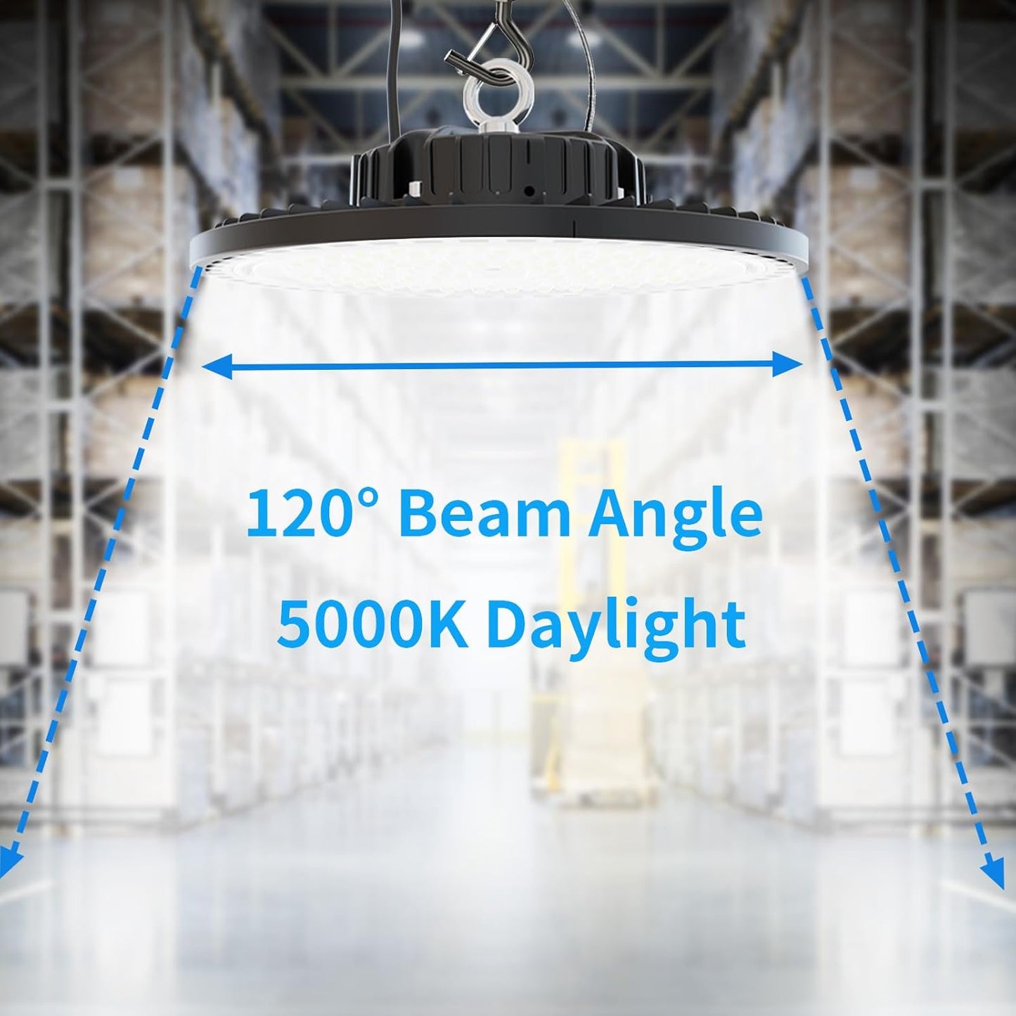 2 Pack UFO LED High Bay Light 150W, 21000 LM, 5000K with 5ft Power Cord, US Plug, Bright LED Shop Light for Basement Commercial Factory Garage Lighting, IP66 Waterproof, AC110-277V, ETL Listded